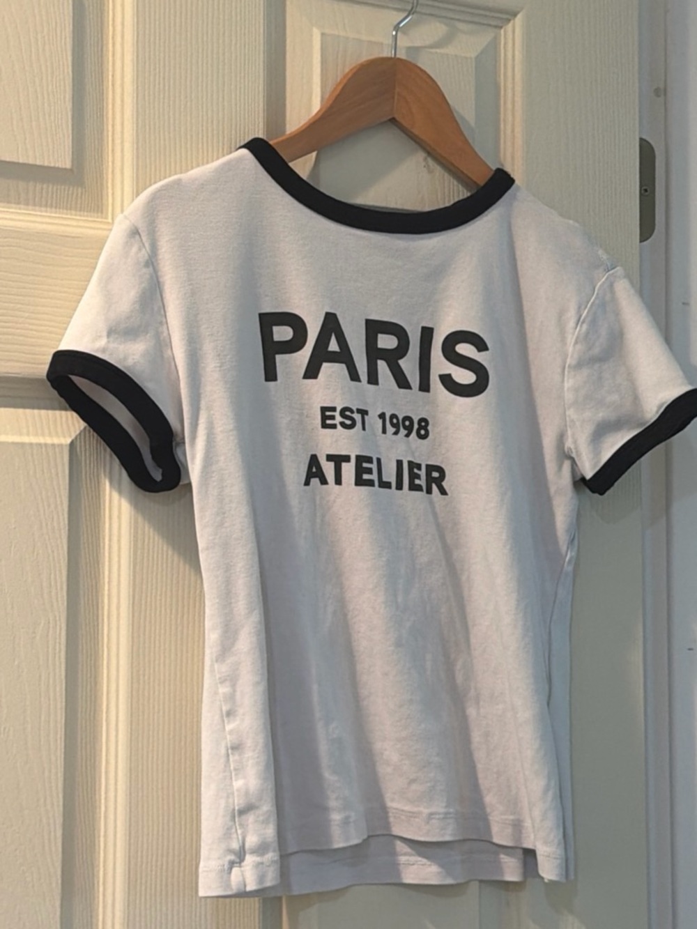 PARIS Atelier White Tee with Black Trim - Kids
